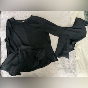 satin oversized bell sleeve blouse